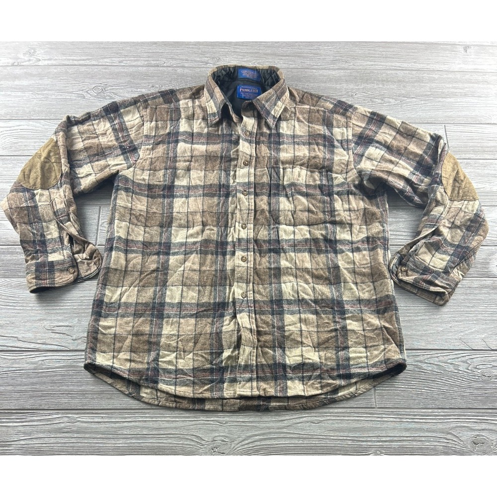 Pendleton The Original Board Shirt Men's Large Brown Plaid Wool Flannel